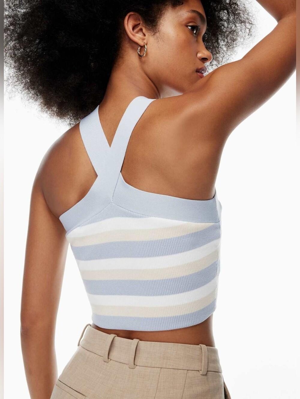 BabatonSculpt Knit Criss Cross Cropped Tank Lg